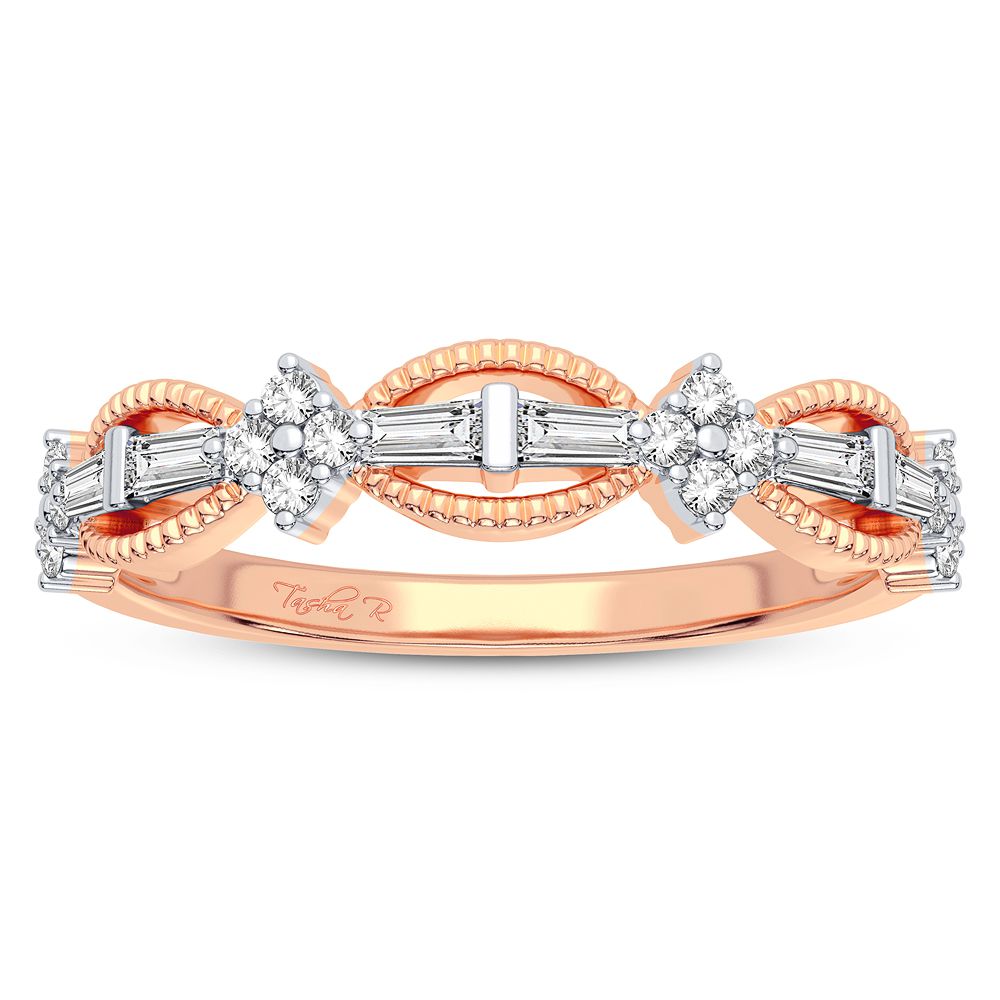 Delicate 10k Rose Gold 0.20CT Lab Diamond Fashion Band Ring
