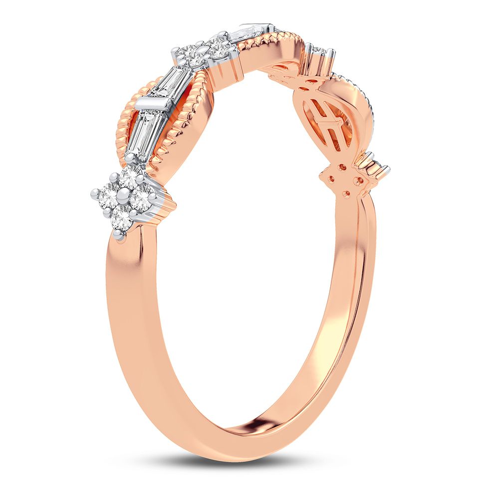 Delicate 10k Rose Gold 0.20CT Lab Diamond Fashion Band Ring