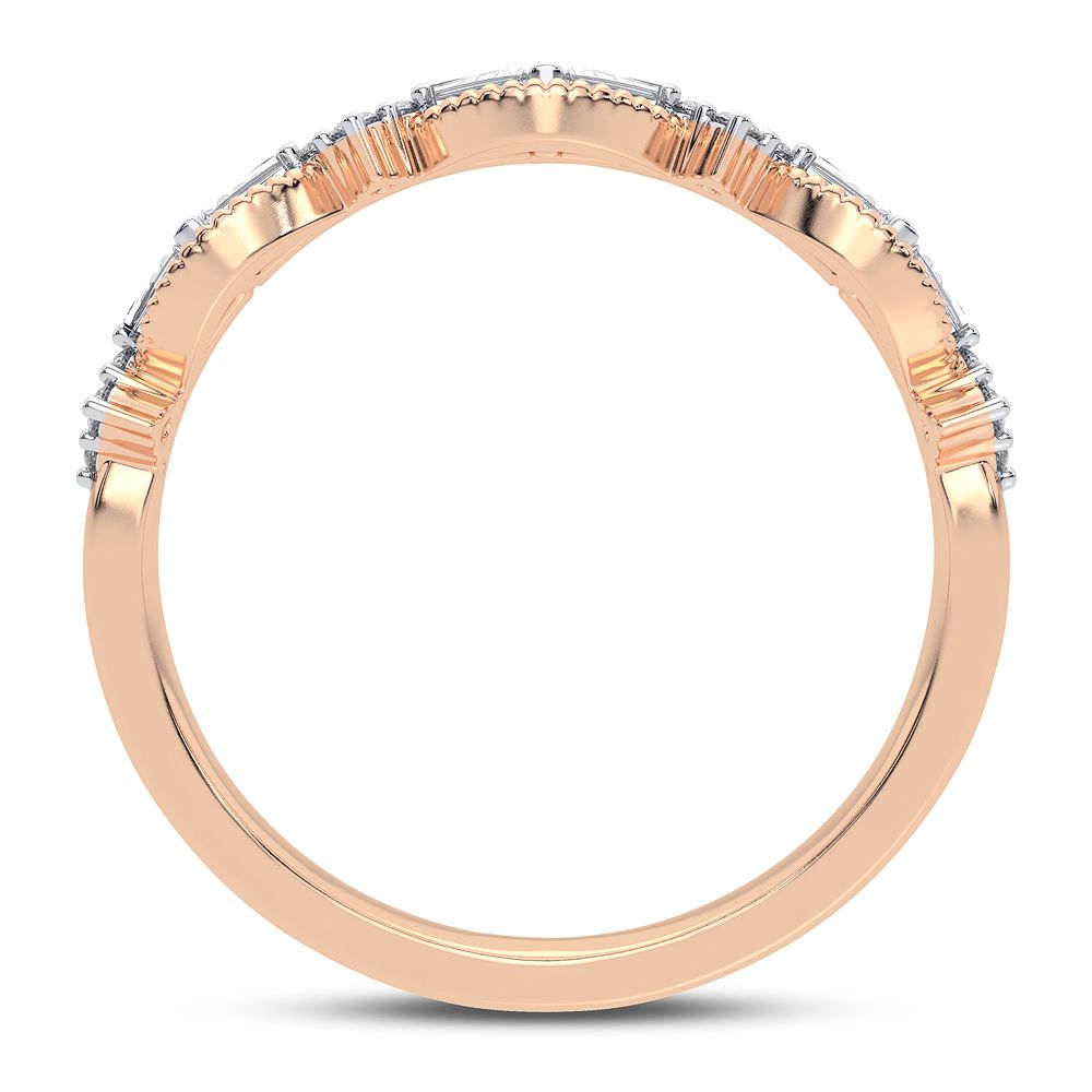 Delicate 10k Rose Gold 0.20CT Lab Diamond Fashion Band Ring