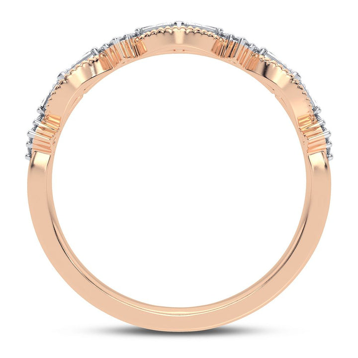 Delicate 10k Rose Gold 0.20CT Lab Diamond Fashion Band Ring