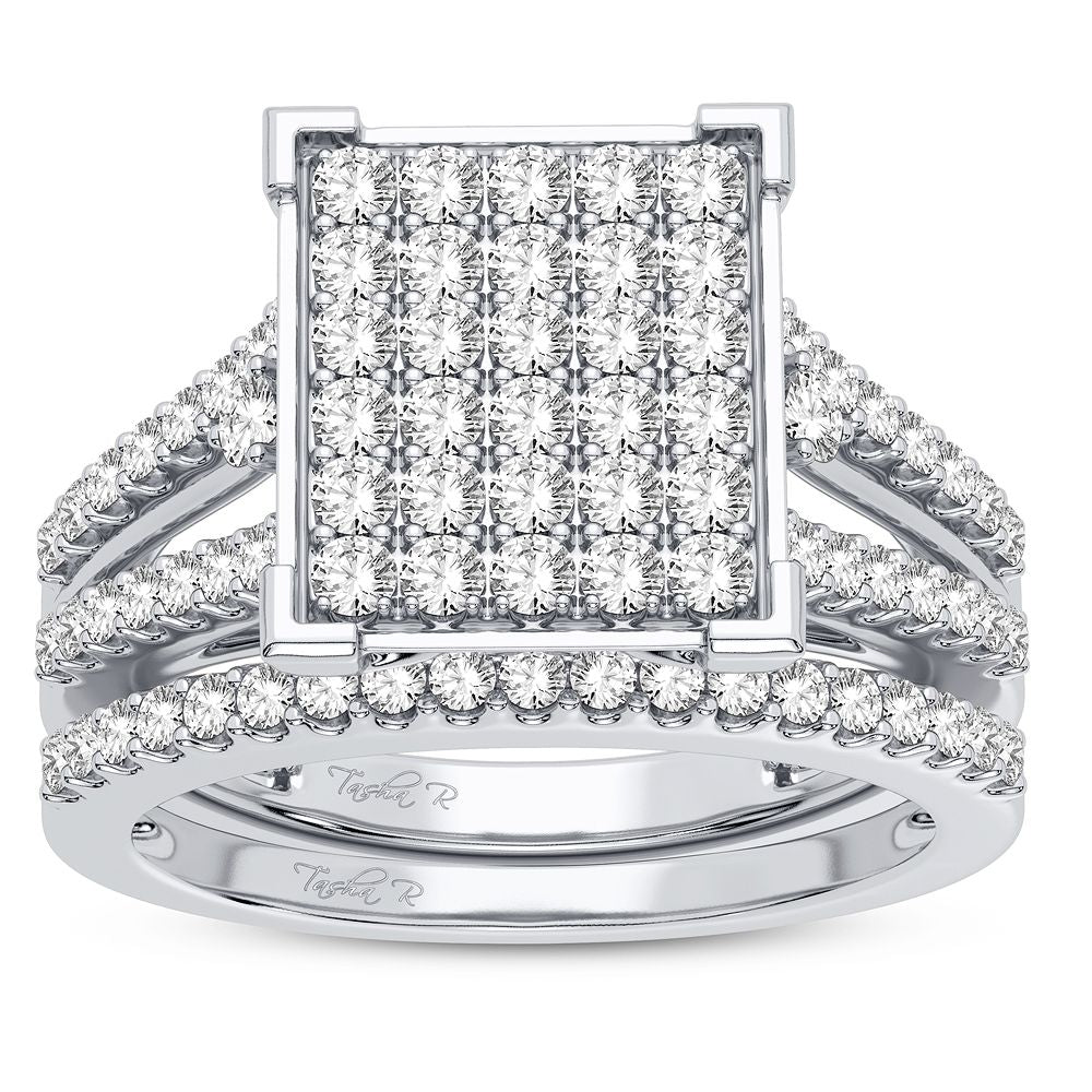 10k White Gold Lab Diamond Bridal Ring Set 1CT Elegance