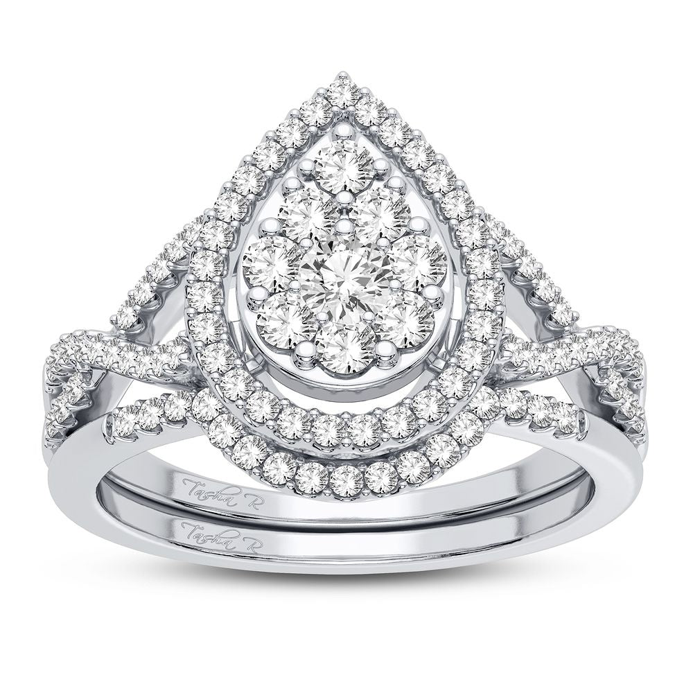 10k White Gold Lab Diamond Bridal Ring Set 0.75CT