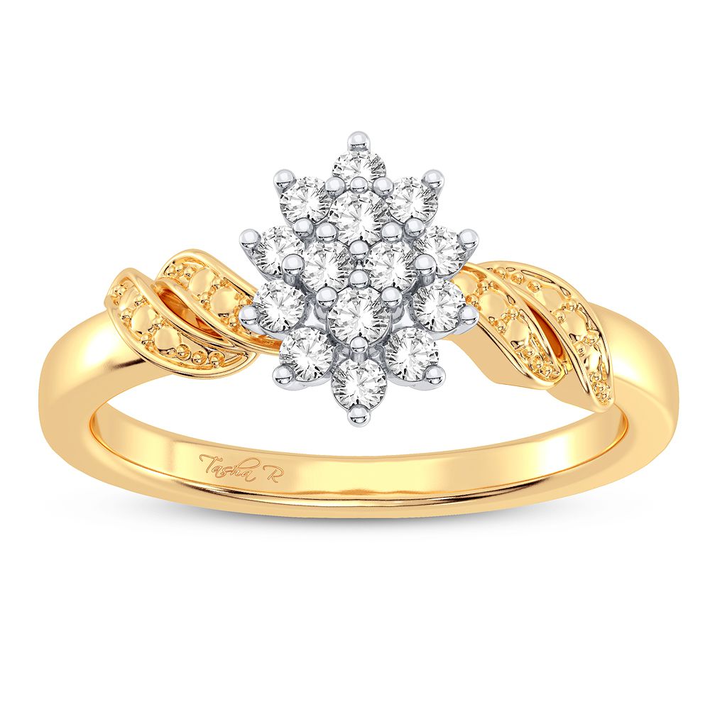 Chic 10k Yellow Gold Lab Diamond Womens Fashion Ring 0.2CT