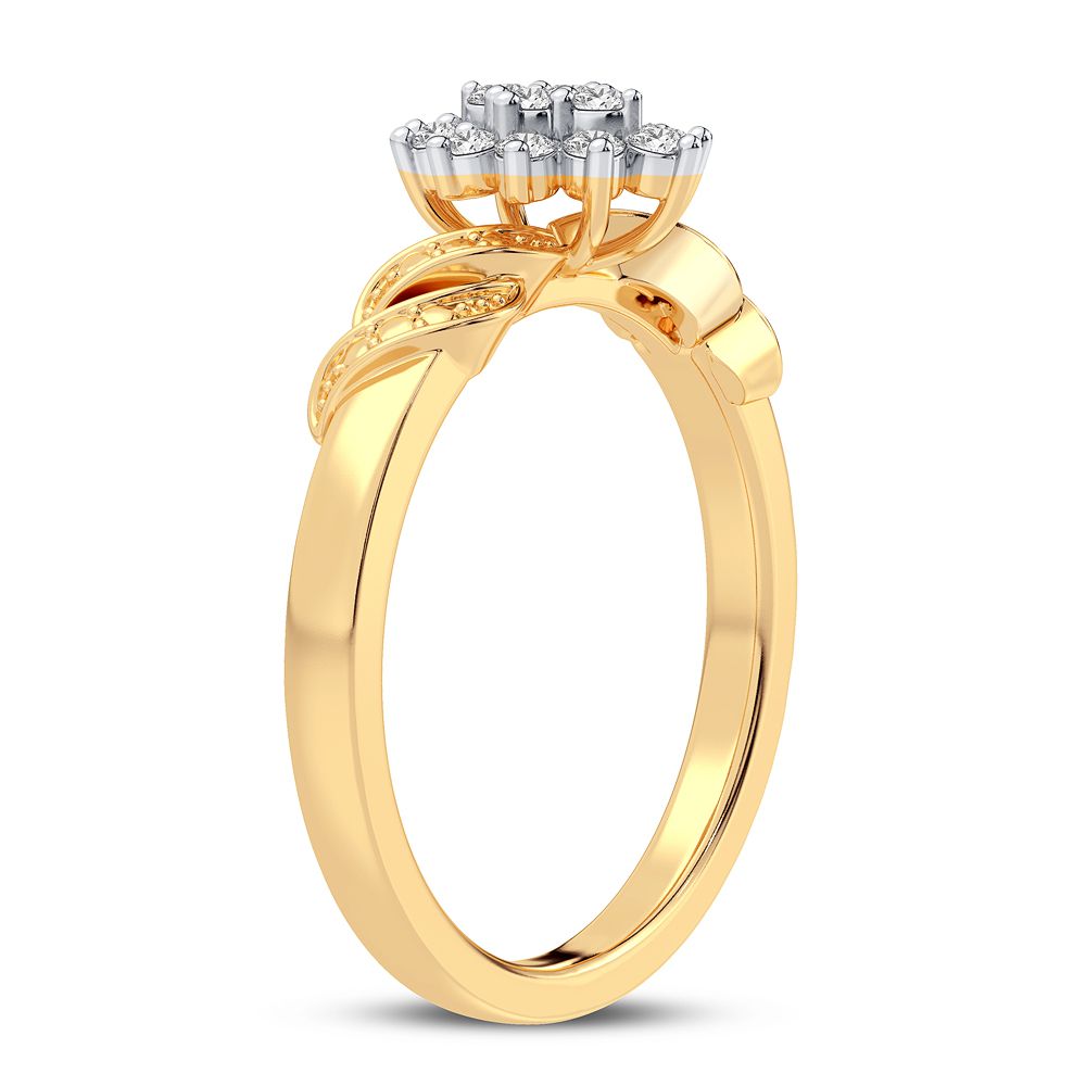 Chic 10k Yellow Gold Lab Diamond Womens Fashion Ring 0.2CT