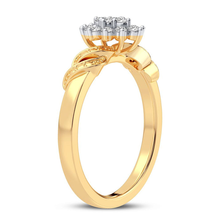 Chic 10k Yellow Gold Lab Diamond Womens Fashion Ring 0.2CT