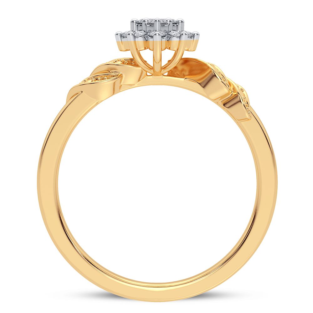 Chic 10k Yellow Gold Lab Diamond Womens Fashion Ring 0.2CT
