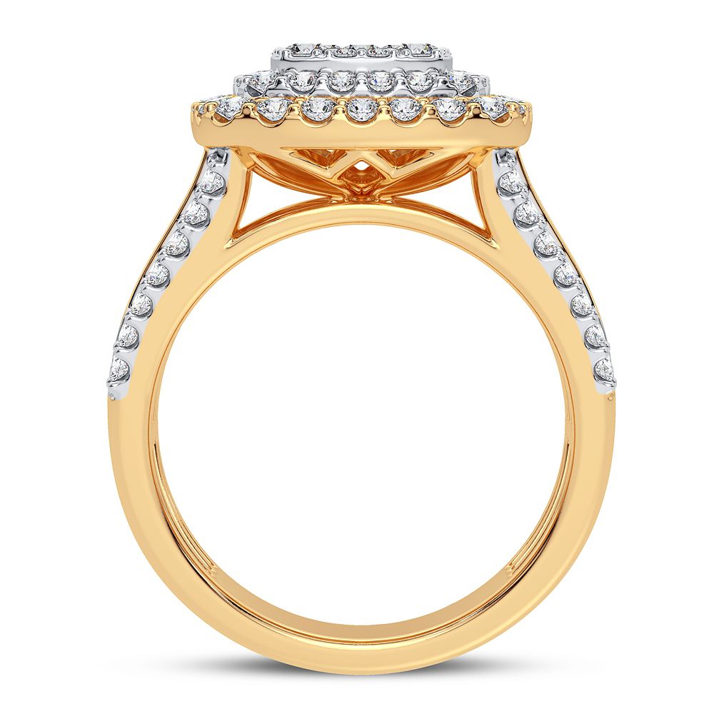 Chic 14K Yellow Gold 1.50CT Lab Diamond Womens Ring
