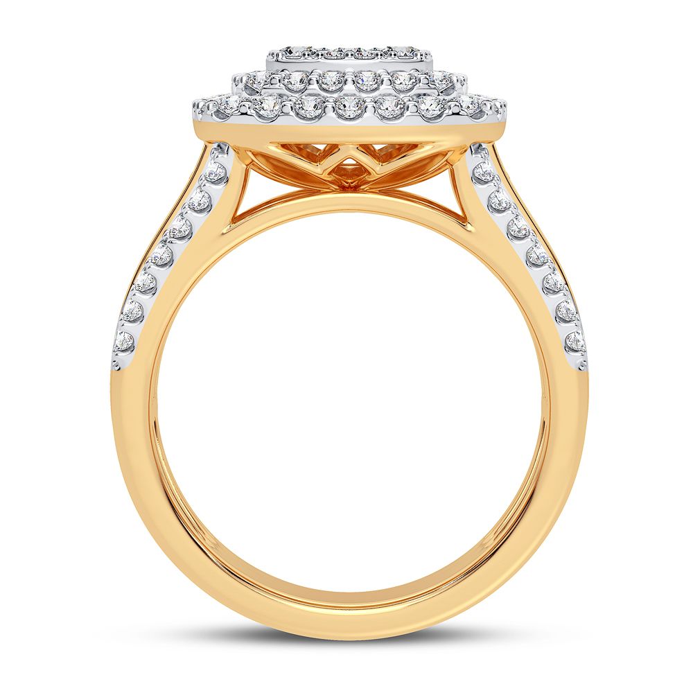 Chic 14K Yellow Gold Lab Diamond Fashion Ring - 1.34CT