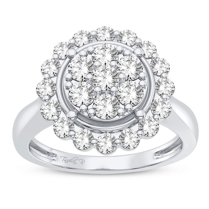 Chic 10k White Gold 1.00CT Lab Diamond Womens Statement Ring