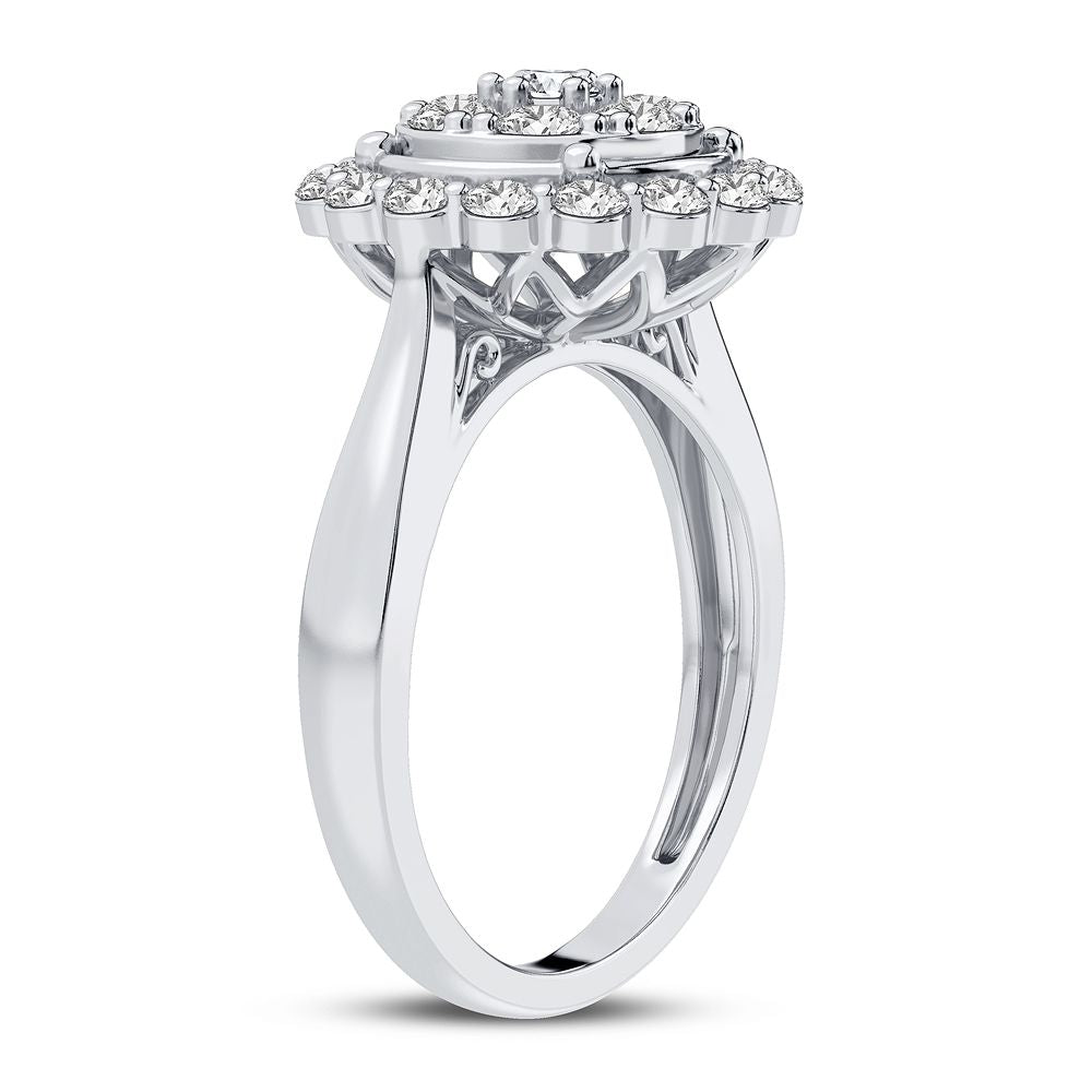 Chic 10k White Gold 1.00CT Lab Diamond Womens Statement Ring