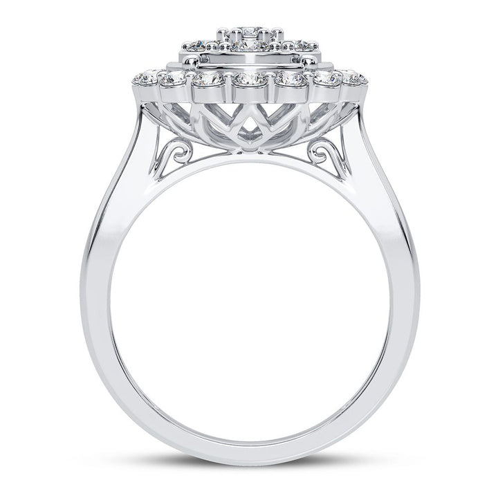 Chic 10k White Gold 1.00CT Lab Diamond Womens Statement Ring