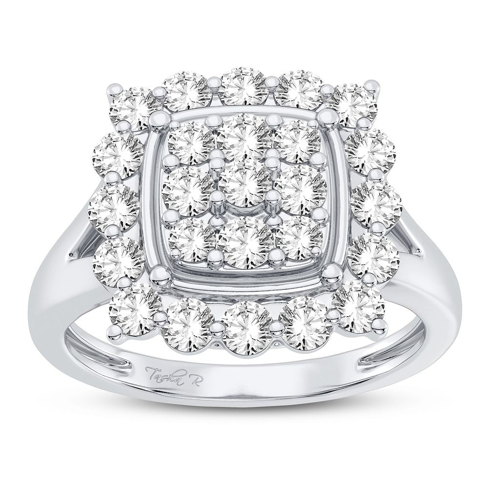 Luminous 10k White Gold 1CT Lab Diamond Womens Fashion Ring