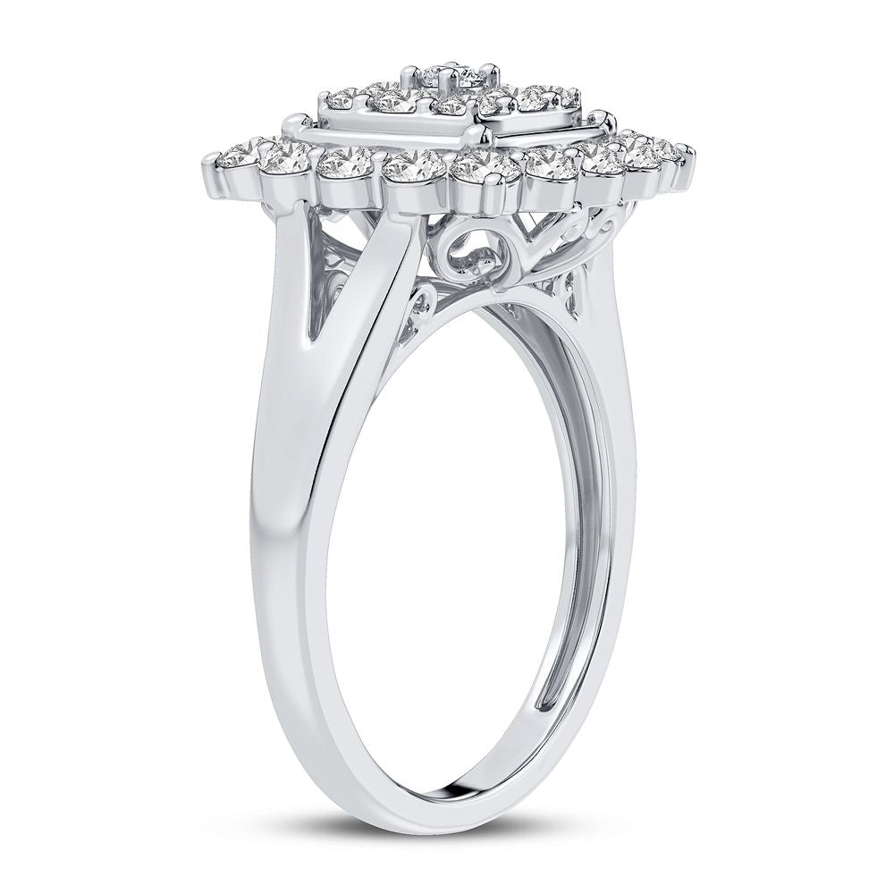 Luminous 10k White Gold 1CT Lab Diamond Womens Fashion Ring