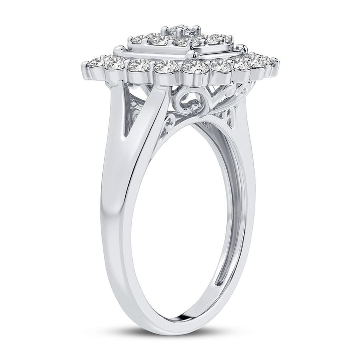 Luminous 10k White Gold 1CT Lab Diamond Womens Fashion Ring
