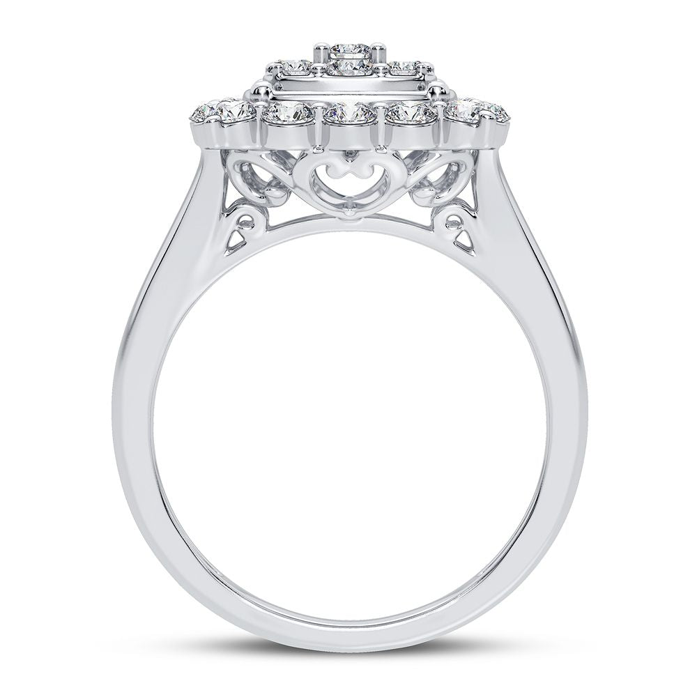 Luminous 10k White Gold 1CT Lab Diamond Womens Fashion Ring