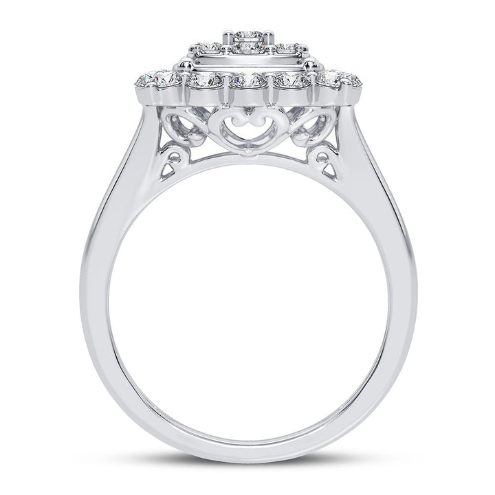 Luminous 10k White Gold 1CT Lab Diamond Womens Fashion Ring