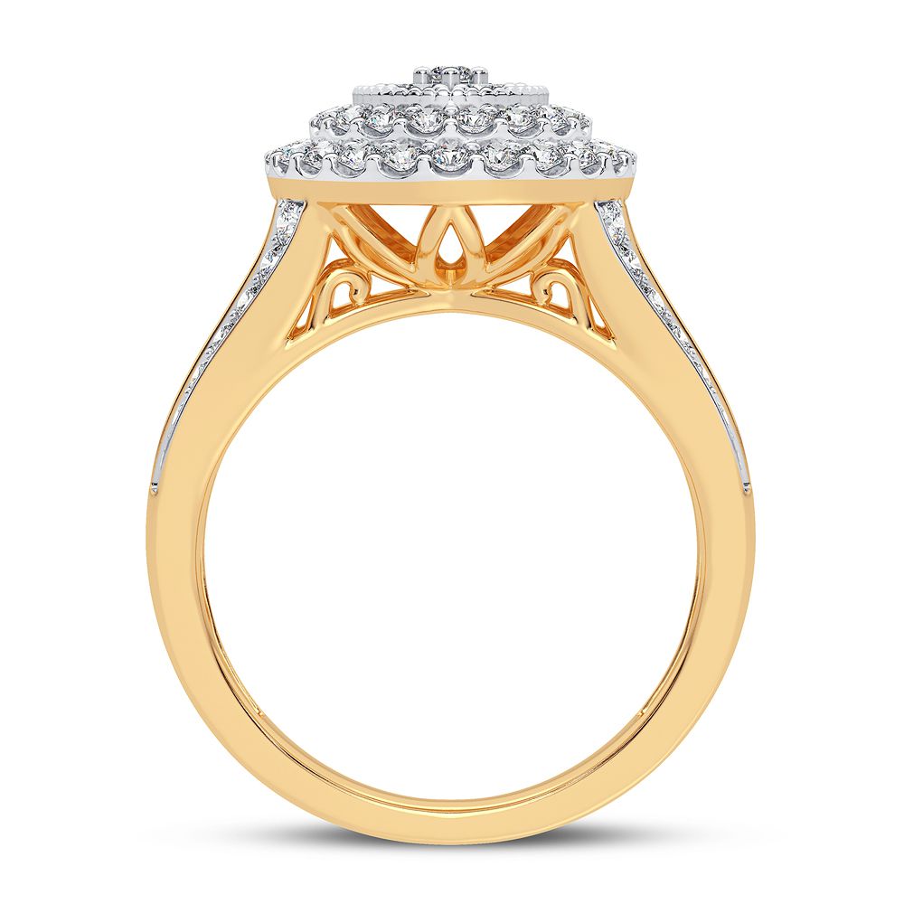 Chic 14K Yellow Gold 1.00CT Lab Diamond Womens Fashion Ring