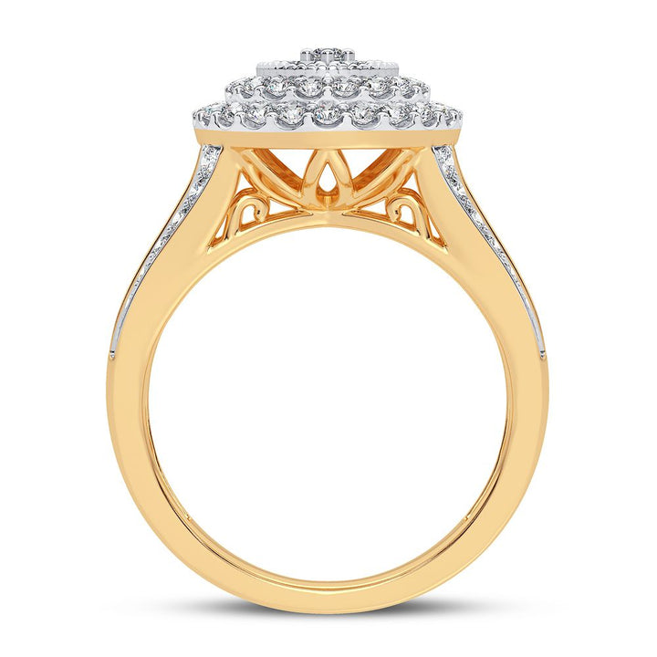 Chic 14K Yellow Gold 1.00CT Lab Diamond Womens Fashion Ring