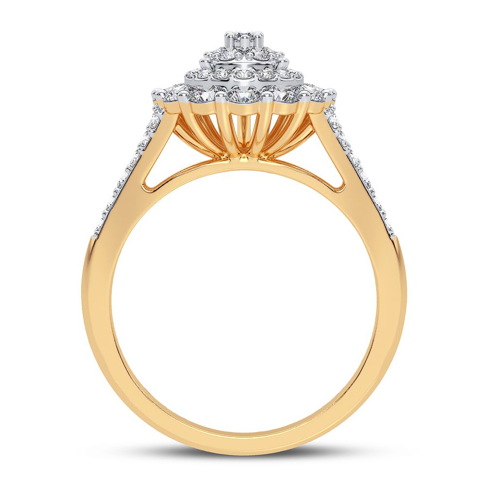 Chic 14k Yellow Gold 1.00CT Lab Diamond Womens Fashion Ring