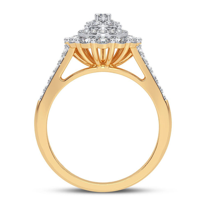 Chic 14k Yellow Gold 1.00CT Lab Diamond Womens Fashion Ring