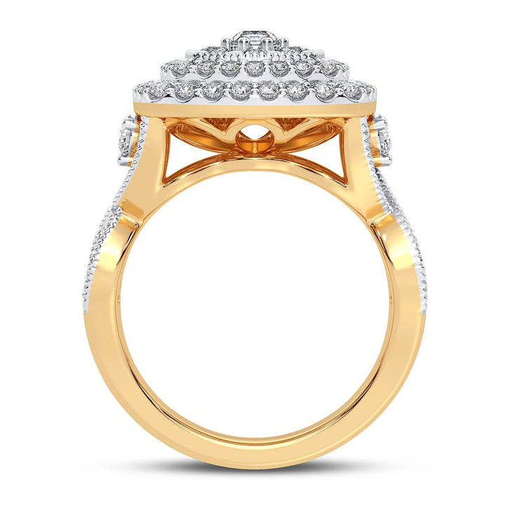 14K Yellow Gold 1CT Lab Diamond Womens Fashion Ring