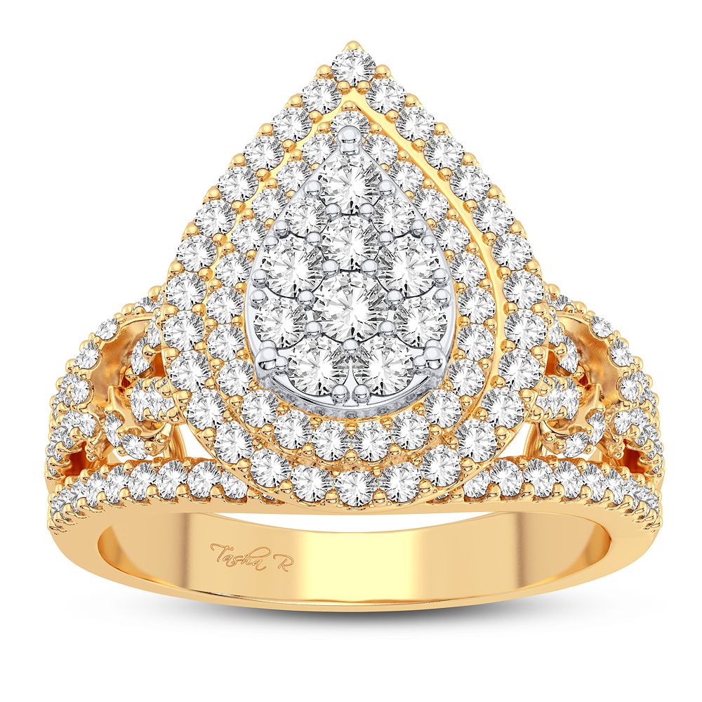 Chic 14K Yellow Gold 1CT Lab Diamond Womens Fashion Ring