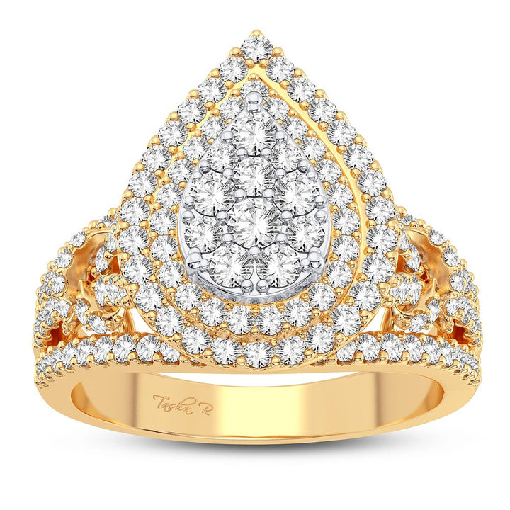 Chic 14K Yellow Gold 1CT Lab Diamond Womens Fashion Ring