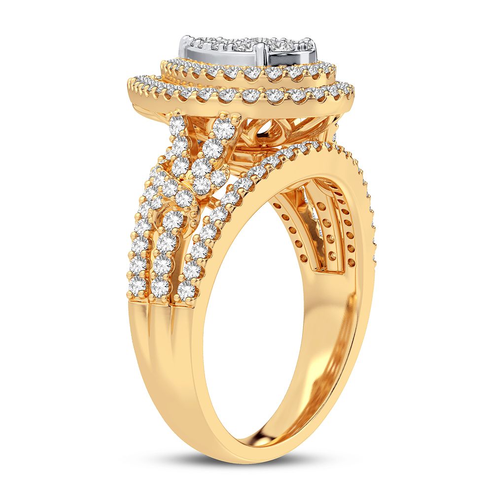 Chic 14K Yellow Gold 1CT Lab Diamond Womens Fashion Ring