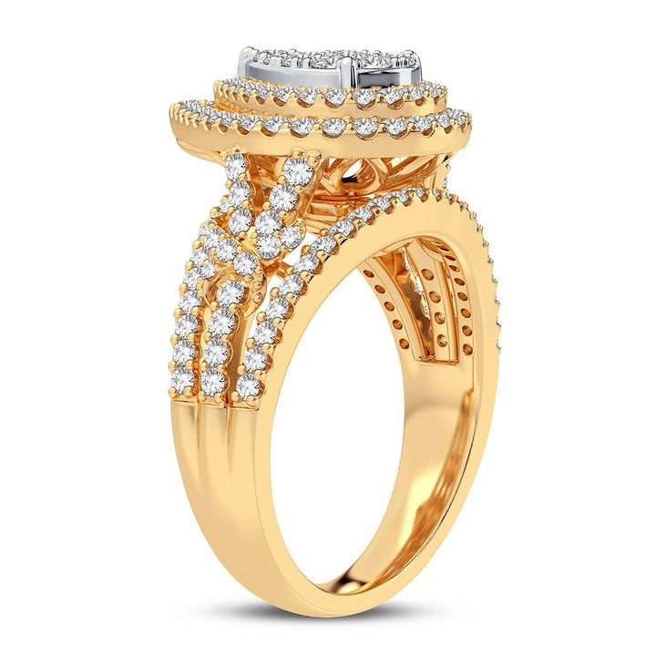 Chic 14K Yellow Gold 1CT Lab Diamond Womens Fashion Ring