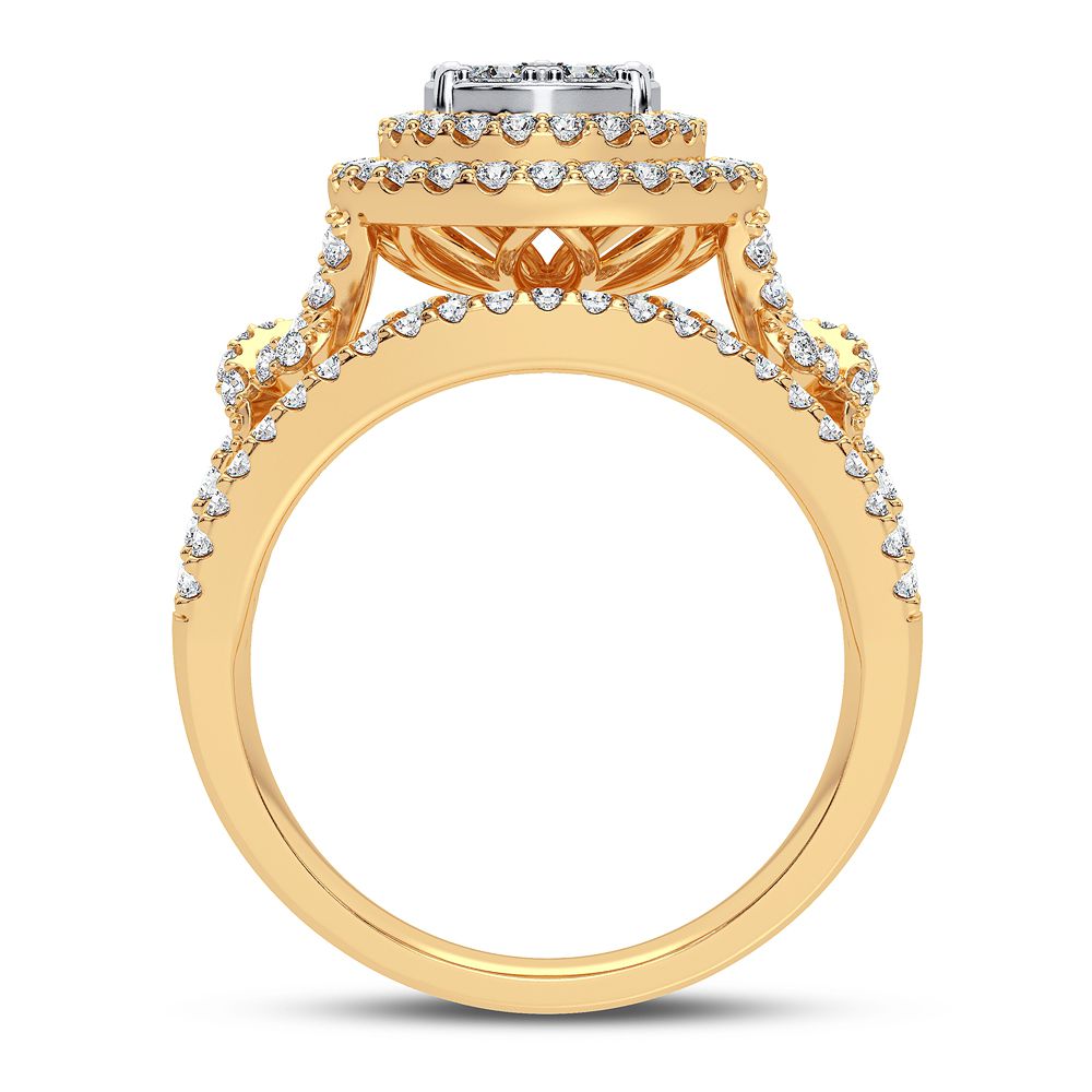 Chic 14K Yellow Gold 1CT Lab Diamond Womens Fashion Ring