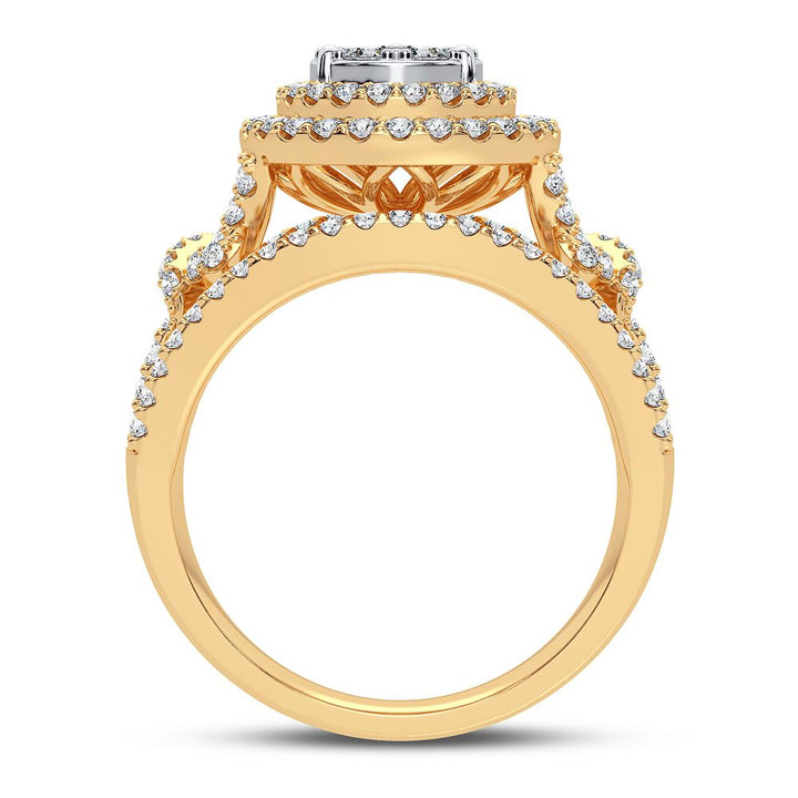 Chic 14K Yellow Gold 1CT Lab Diamond Womens Fashion Ring
