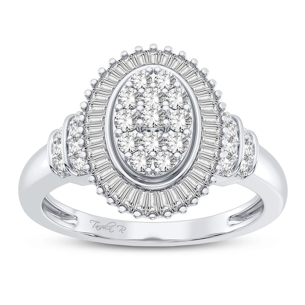 Chic 0.50CT Lab Diamond 10k White Gold Womens Fashion Ring