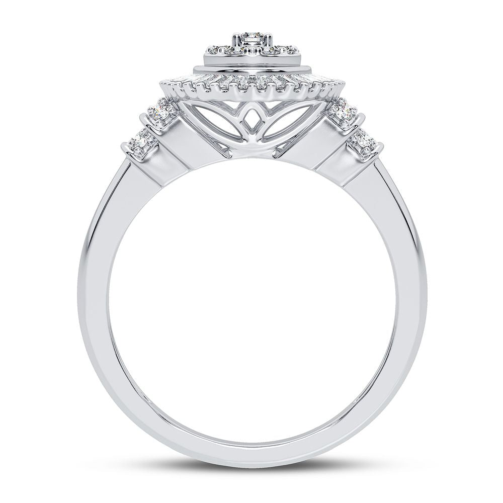 Chic 0.50CT Lab Diamond 10k White Gold Womens Fashion Ring