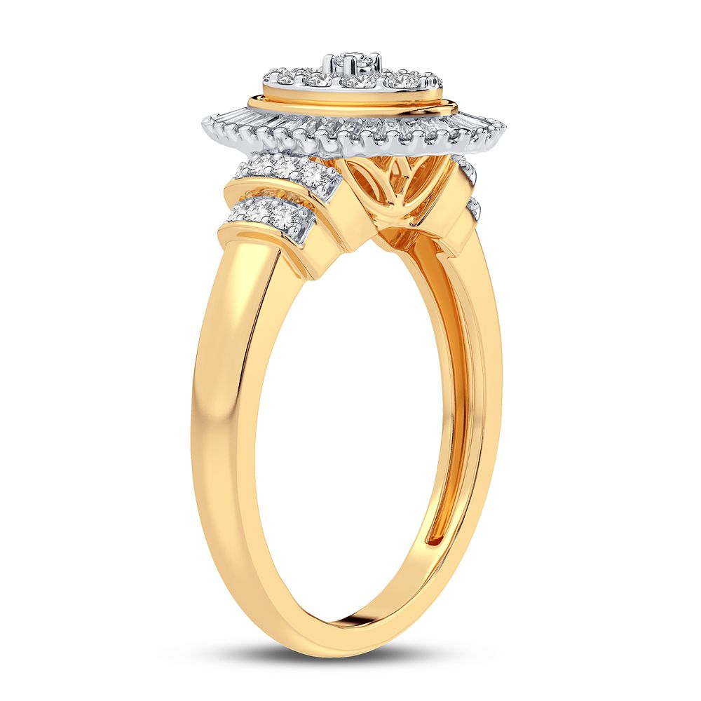 Chic 10k Yellow Gold 0.50CT Lab Diamond Womens Fashion Ring