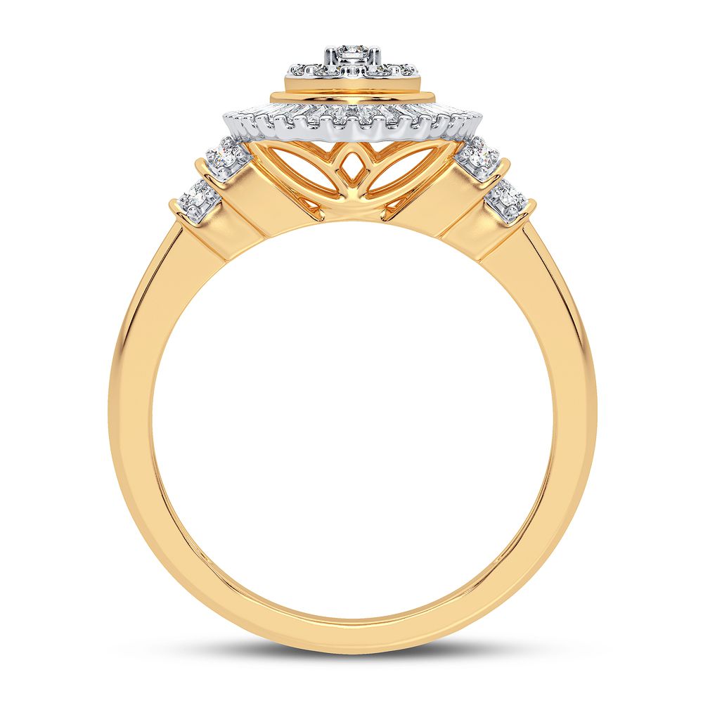 Chic 10k Yellow Gold 0.50CT Lab Diamond Womens Fashion Ring
