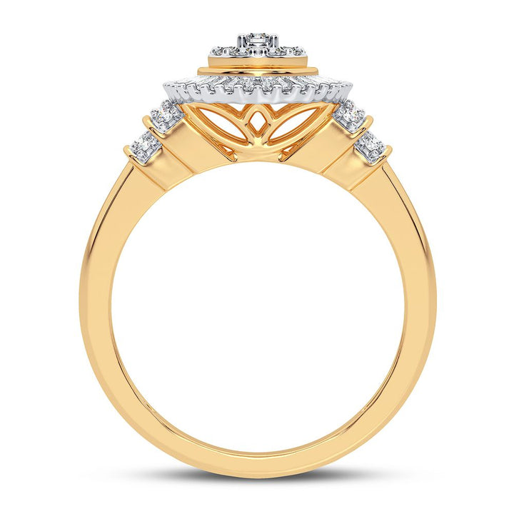 Chic 10k Yellow Gold 0.50CT Lab Diamond Womens Fashion Ring