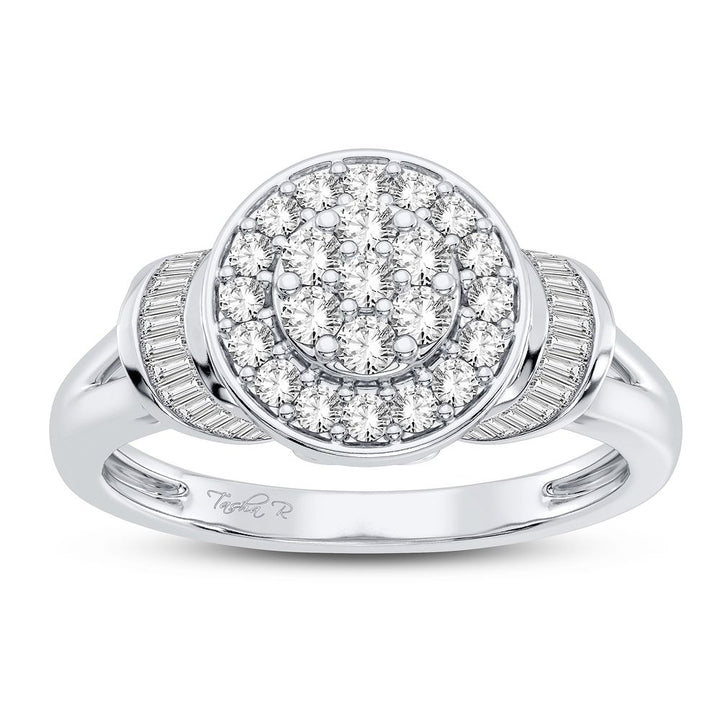 Chic 10k White Gold 0.50CT Lab Diamond Womens Fashion Ring
