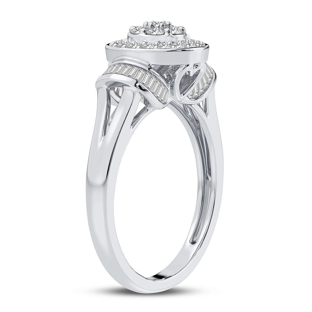 Chic 10k White Gold 0.50CT Lab Diamond Womens Fashion Ring