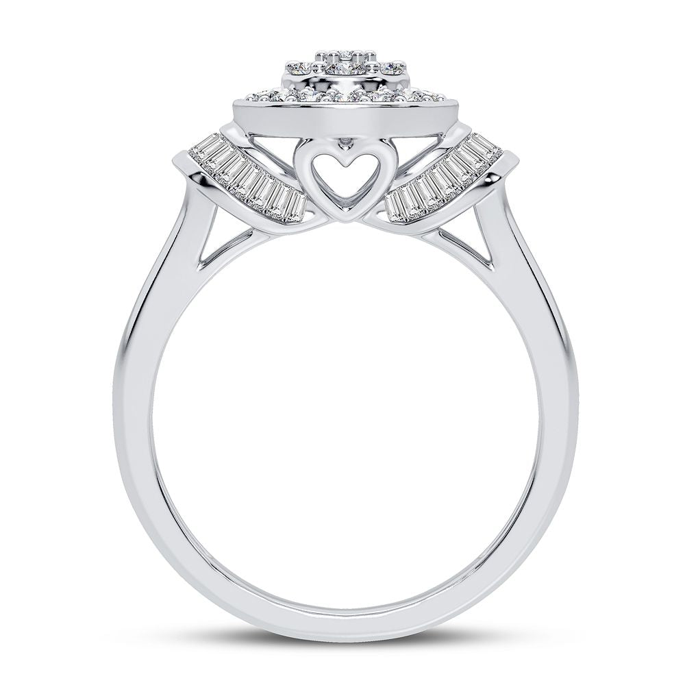 Chic 10k White Gold 0.50CT Lab Diamond Womens Fashion Ring