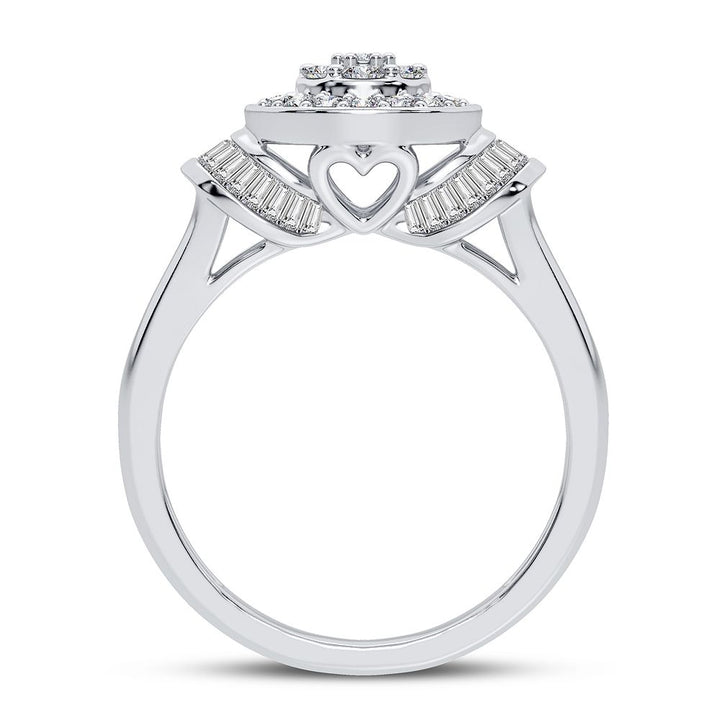 Chic 10k White Gold 0.50CT Lab Diamond Womens Fashion Ring