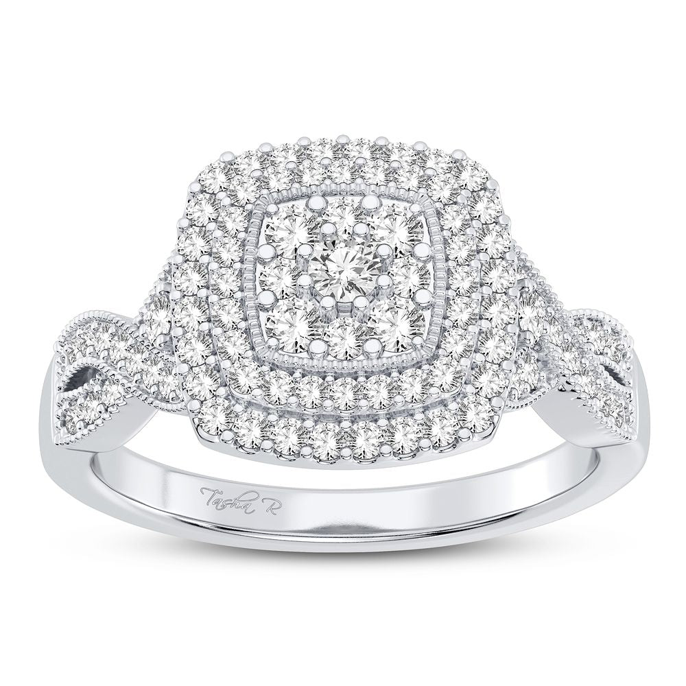 Chic 14k White Gold Lab Diamond Womens Fashion Ring