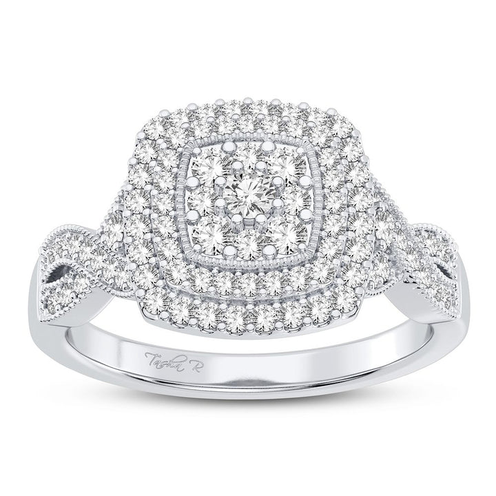 Chic 14k White Gold Lab Diamond Womens Fashion Ring