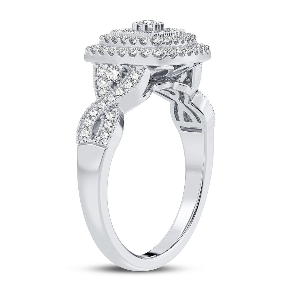 Chic 14k White Gold Lab Diamond Womens Fashion Ring