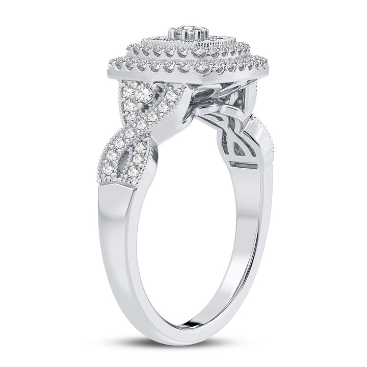 Chic 14k White Gold Lab Diamond Womens Fashion Ring