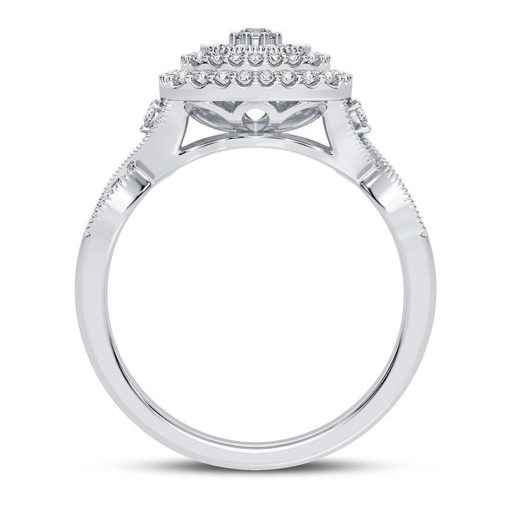 Chic 14k White Gold Lab Diamond Womens Fashion Ring