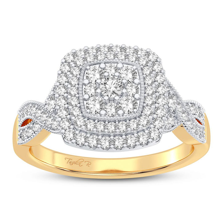 Chic 14K Yellow Gold 0.50CT Lab Diamond Womens Fashion Ring