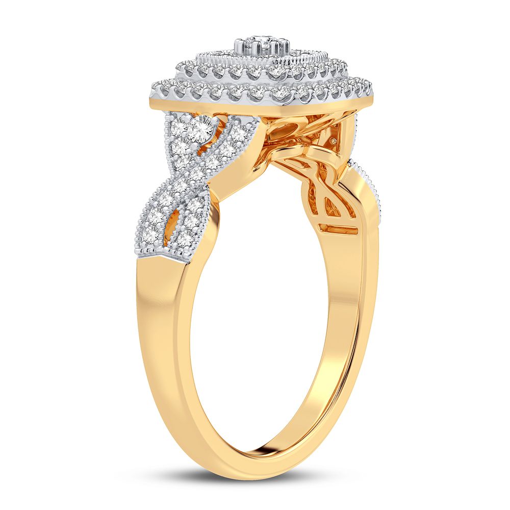 Chic 14K Yellow Gold 0.50CT Lab Diamond Womens Fashion Ring