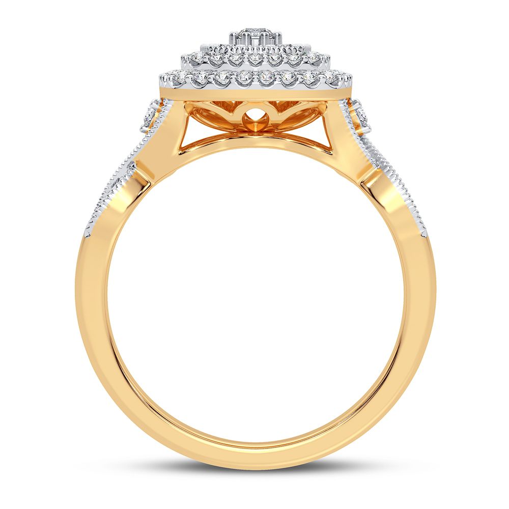 Chic 14K Yellow Gold 0.50CT Lab Diamond Womens Fashion Ring