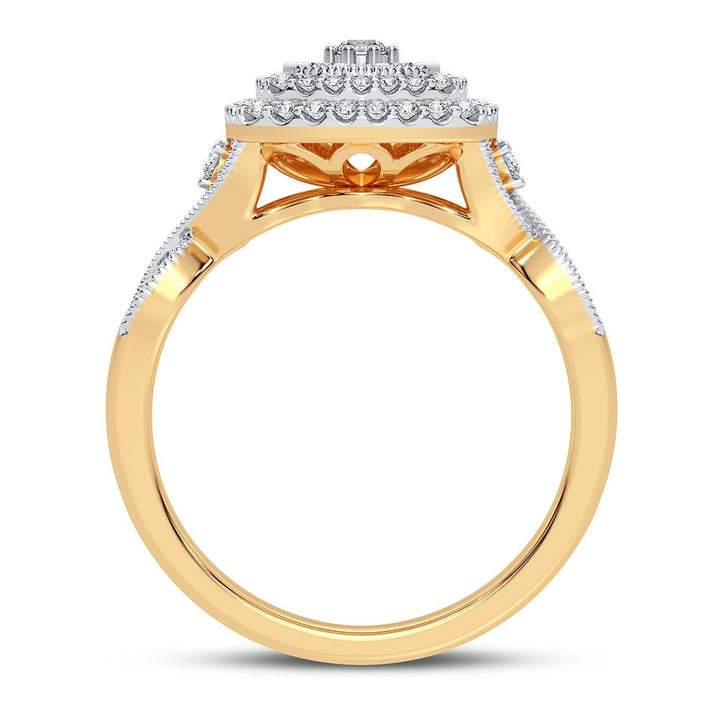 Chic 14K Yellow Gold 0.50CT Lab Diamond Womens Fashion Ring