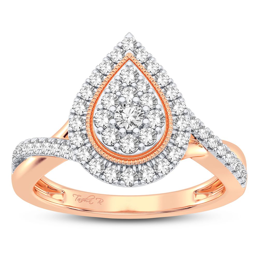 Chic 10k Rose Gold Lab Diamond Womens Statement Ring